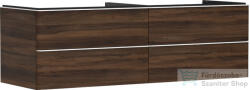 Hansgrohe XELU Q 156x57 cm-es 4 fiókos fali szekrény mosdópulthoz, matt fehér fogantyúval, sötét dió 54093700 (54093700)