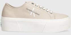 Calvin Klein sportcipő FLATFORM+ CUPSOLE LOW TXT bézs, női, YW0YW01033 - bézs Női 39