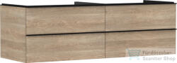 Hansgrohe XELU Q 156x57 cm-es 4 fiókos fali szekrény mosdópulthoz, matt fekete fogantyúval, természetes tölgy 54092670 (54092670)