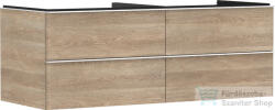 Hansgrohe XELU Q 136x57 cm-es 4 fiókos fali szekrény mosdópulthoz, matt fehér fogantyúval, természetes tölgy 54088700 (54088700)