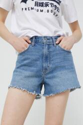 Abercrombie & Fitch farmer rövidnadrág női, sötétkék, sima, magas derekú - sötétkék 30 - answear - 17 990 Ft