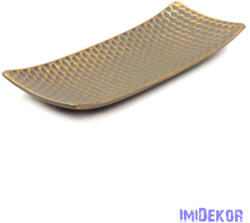 Dekor levélmintás tál 34x12, 5cm - Szürke-Arany