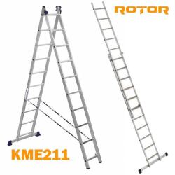 ROTOR Стълба алуминиева, сгъваема, 2x11 стъпала, 5.4 м, ROTOR KME211 (KME211)