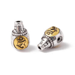 Ezüst Arany Színű Fém Aum Om Ohm Guru Gyöngy 17x10mm