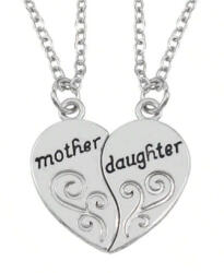  Ezüst Színű Anya Lánya Szív Medál Páros Nyaklánc