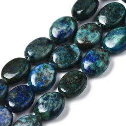  Ovális Azurit Ásványgyöngy 10x8x4-5mm