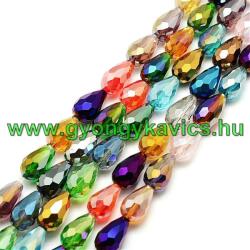  Fazettált Színes Csepp Üveggyöngy 15x10mm