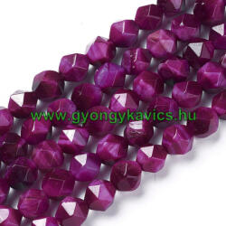 Fazettált Polygon Rózsaszín Tigrisszem Ásványgyöngy 8mm