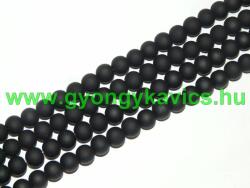  Matt Fekete Színű Üveggyöngy Gyöngyfüzér 12mm