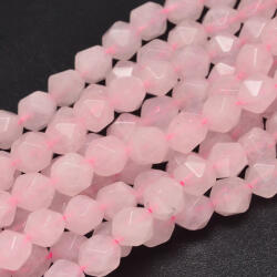  Fazettált Polygon Rózsakvarc Ásványgyöngy 8mm