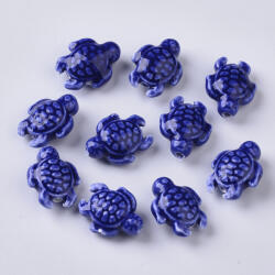  Kék Porcelán Teknős Gyöngy 19x15x8, 5mm
