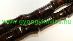  Barna (2) Tibeti Dzi Achát Henger Ásványgyöngy Gyöngyfüzér 21-22x13-14mm