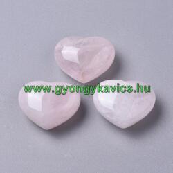 Rózsakvarc (3) Szív Ásvány Marokkő 25x25x12mm