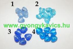  Kék (2) Szív Üveggyöngy 12x8mm