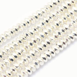  Fazettált Ezüst Hematit Korong Ásványgyöngy 4x2mm