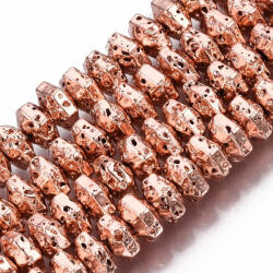 Fazettált Rózsaarany Lávakő Korong Ásványgyöngy Gyöngyfüzér 6-7x4mm