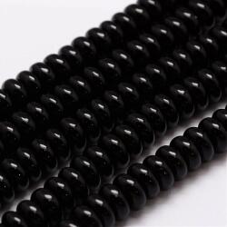 Fekete Achát Korong Ásványgyöngy 8x4mm