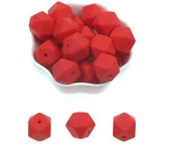 Piros (8) Hexaéder Szilikon Gyöngy 18mm