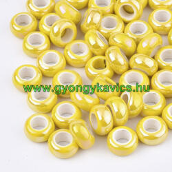 Sárga Gyöngyház Porcelán Charm Köztes Gyöngy 12-13x6, 5mm