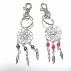  Ezüst Színű Lila Szintetikus Kagyló Álomcsapda Álomfogó Kulcstartó 125x27mm