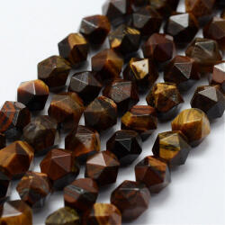  Fazettált Polygon Tigrisszem Ásványgyöngy Gyöngyfüzér 10mm