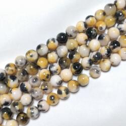 Fekete Fehér Narancssárga Jade Ásványgyöngy 8mm