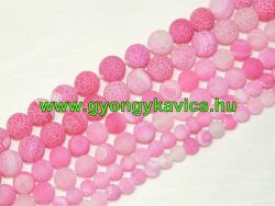 Rózsaszín Pink Tűz Achát Ásványgyöngy 4mm