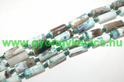 Zöld Tűz Achát Oszlop Ásványgyöngy 20x8mm