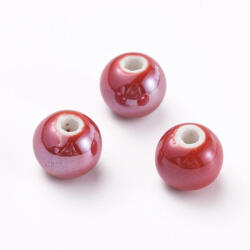 Gyöngyház Piros Porcelán Gyöngy 10mm