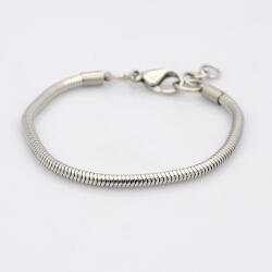 Ezüst Színű Nemesacél (K13) Kígyólánc Charm Karkötő 19-22cm