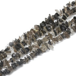  Füstkvarc Ásványtörmelék Splitter Ásványgyöngy Gyöngyfüzér 3-11x3-5x1-4mm (~84cm)