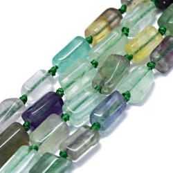  Fazettált Fluorit Téglalap Oszlop Ásványgyöngy 6-12x6-7mm