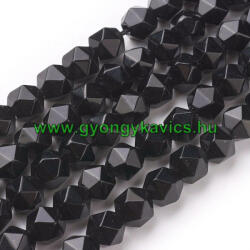  Fazettált Polygon Fekete Jade Ásványgyöngy Gyöngyfüzér 8mm