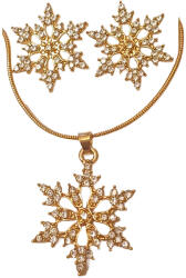  Arany Színű Strasszos Hópehely Karácsonyi Nyaklánc És Fülbevaló Szett