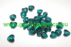 Türkiz Szív Üveggyöngy 12x8mm