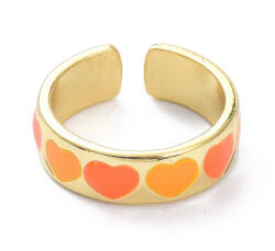 Arany Színű Narancssárga Tűzzománc Szív Gyűrű Hajgyűrű 20x6mm Újjméret: 17, 5mm