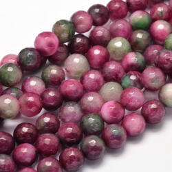  Fazettált Rózsaszín Zöld Jade Ásványgyöngy 6mm