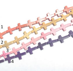  Howlit Kereszt Sárga (2) Ásványgyöngy Gyöngyfüzér 17x12x4mm