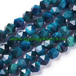  Fazettált Polygon Türkiz Tigrisszem Ásványgyöngy 8mm
