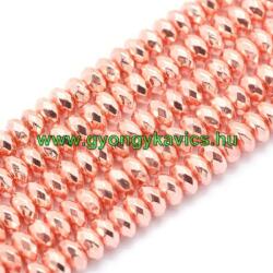 Fazettált Rózsaarany Hematit Korong Ásványgyöngy 4x2mm