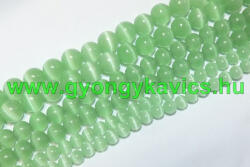  Zöld Macskaszem (Üveg) (világos) Ásványgyöngy 8mm