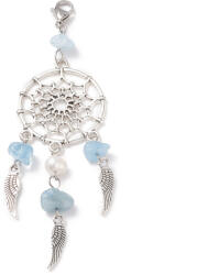  Ezüst Színű Akvamarin (6) Ásvány Álomcsapda Álomfogó Medál Kulcstartó 93x28mm