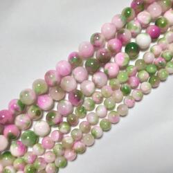 Zöld Rózsaszín Fehér Jade Ásványgyöngy Gyöngyfüzér 10mm