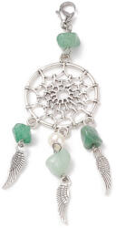  Ezüst Színű Zöld Aventurin (9) Ásvány Álomcsapda Álomfogó Medál Kulcstartó 93x28mm