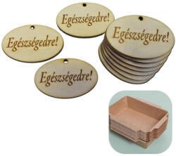 Natúr fa -"Egészségedre" ovál tábla 10db/csomag - KIFUTÓ - csinaldmagadshop