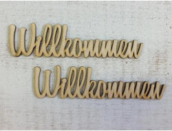  Natúr fa - "Willkommen" felirat 15cm 2db/csomag - KIFUTÓ - csinaldmagadshop