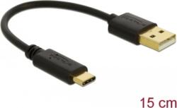 Delock 85354 USB-A apa - USB-C apa Adat és töltő kábel - Fekete (15cm) (85354)