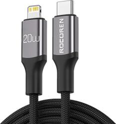 Rocoren Retro Series USB Type-C apa - Lightning apa Adat és töltő kábel - Szürke (1m) (RCPBCL-RT0G)