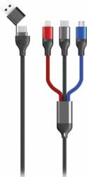 2GO USB-A/USB-C apa - Lightning/MicroUSB/USB-C 2.0 iPhone töltő kábel - Fekete (1.2m) (797361)