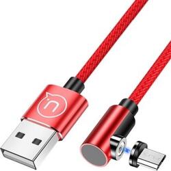 USAMS SJ446USB02 90°-os Micro USB mágneses töltőkábel 1m - Piros (SJ446USB02)